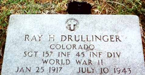 Tombstone of Ray H. Drullinger.