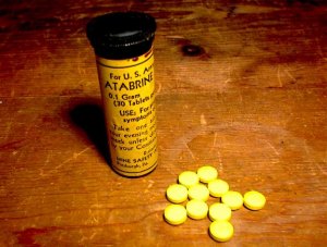 Atabrine tablets, treatment for malaria