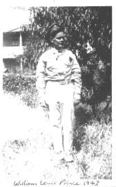Photograph captioned "William Louis Prince 1943".  Black and white photo of Bill in khaki uniform.