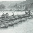 Pontoon bridge built across the Durance river.