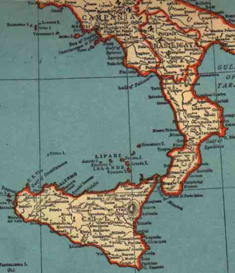 Map of Italy and Sicily