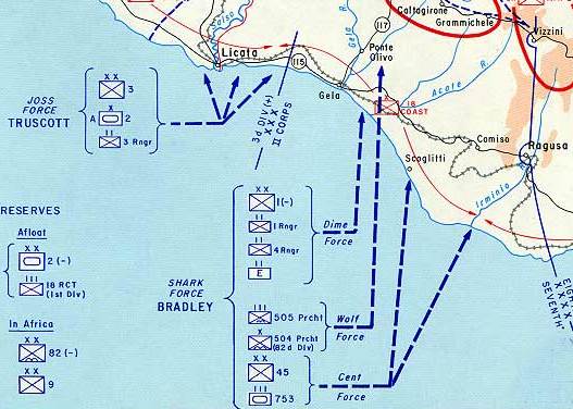 Sicily landing map